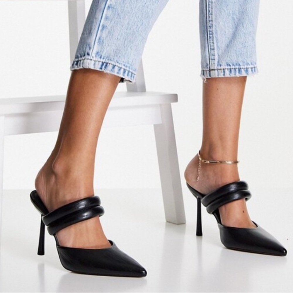 ASOS DESIGN Paxton padded heeled mules in black